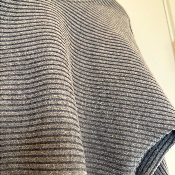 Joah Brown Charcoal Ribbed, Striped, Slouchy Long Sleeve Sweater Top Tee - Picture 3 of 6